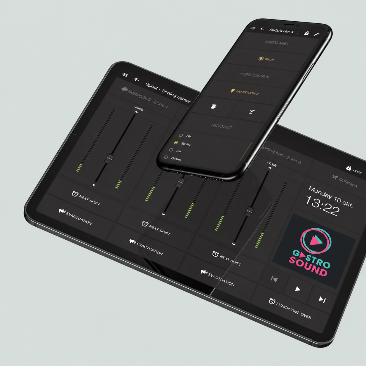 AUDAC Touch 2 Steuerung auf Tablet und Smartphone