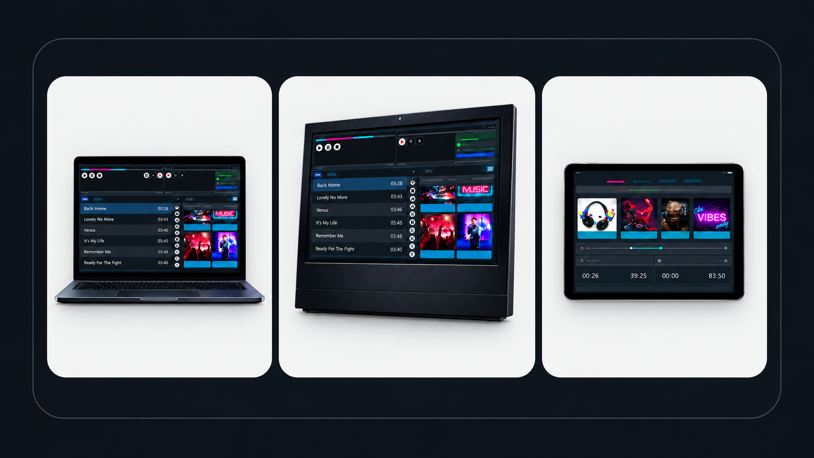Gastro Sound Musiksystem auf Laptop, Musikcomputer und Tablet