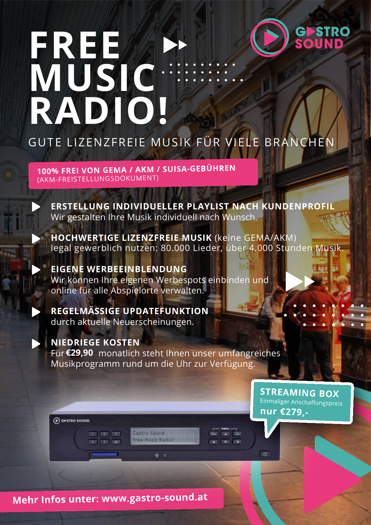 Gastro Sound Free Music Flyer - AKM-freie Musik